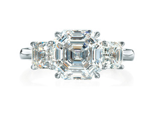 Royal Asscher Deco Trinity 3-Stone Diamond Ring