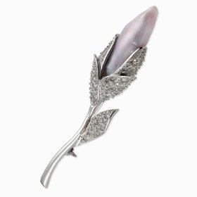 Freshwater Pearl, Silver, and Crystal Brooch from Amazon.com, $195 Retail