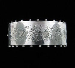 Circa 1885 English Silver Bracelet with Knobbed Sides From Alexandria Rossoff