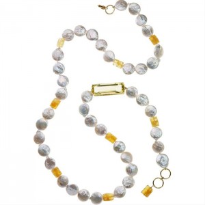Freshwater Pearl and Citrine Sautoir from Vivre, 36 to 38 inches, $565 Retail